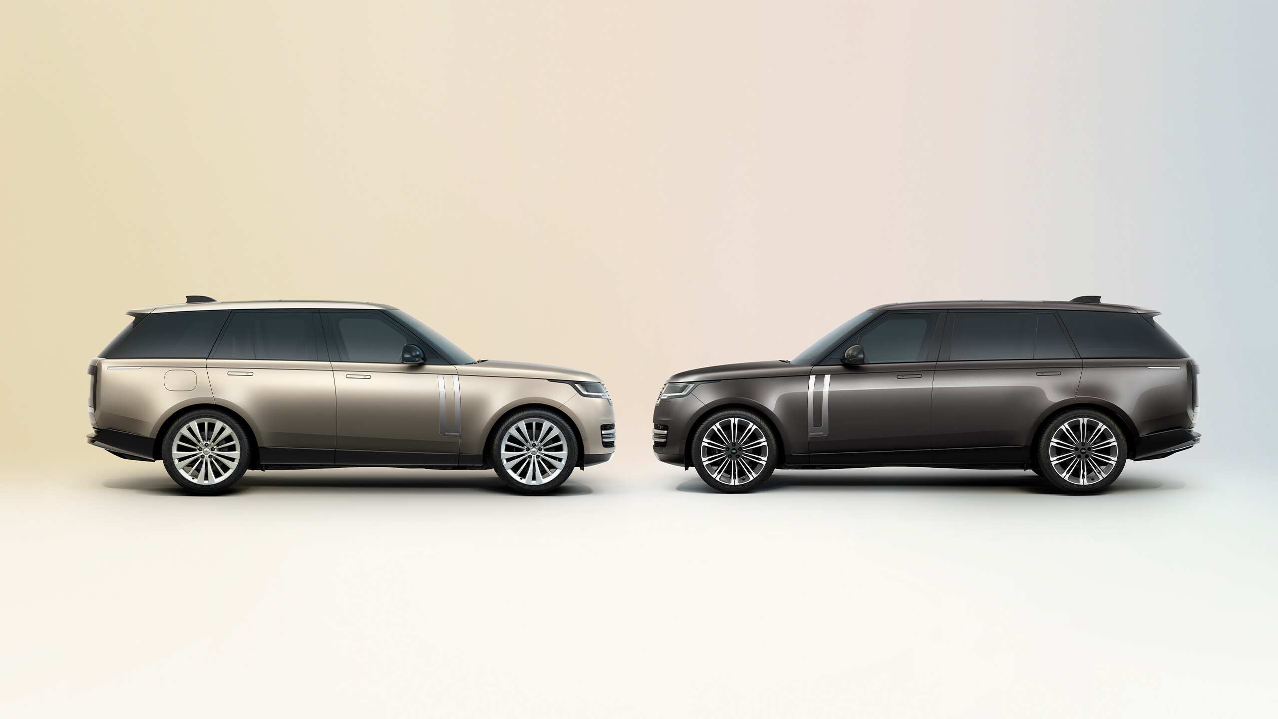 Representation of Two New Range Rover on gradient background