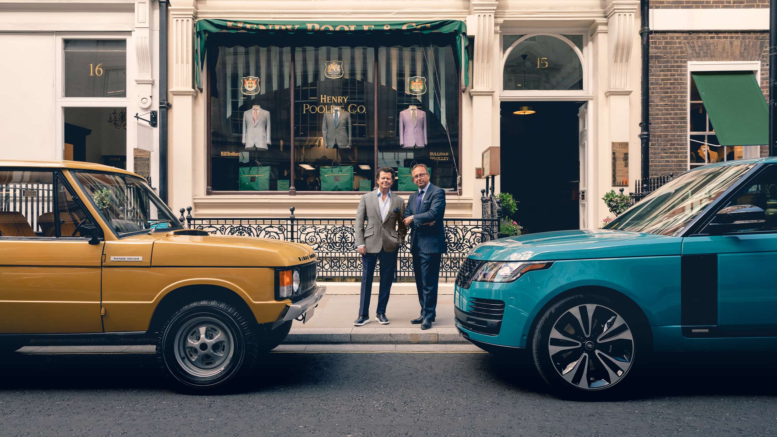 Henry Poole and GerryMcGovern with old and new range rover